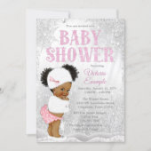 Afro Puff Girl Winter Wonderland Baby Shower Invitation (Front)
