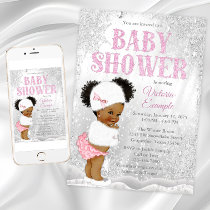 Afro Puff Girl Winter Wonderland Baby Shower Invitation