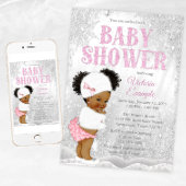 Afro Puff Girl Winter Wonderland Baby Shower Invitation