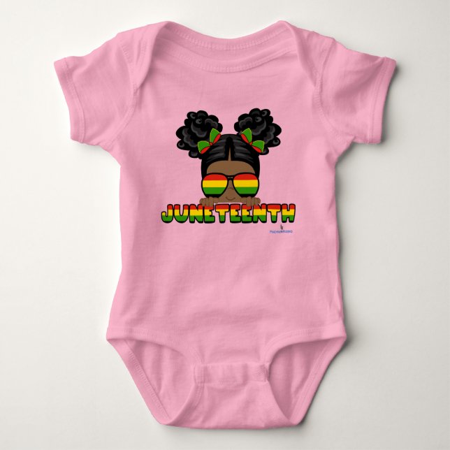 Afro Puff Juneteenth Baby Bodysuit (Front)