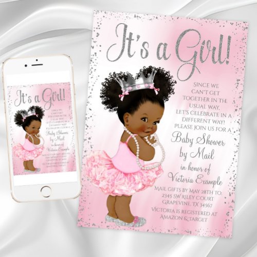 Afro Puff Princess Baby Shower by Mail Invitation