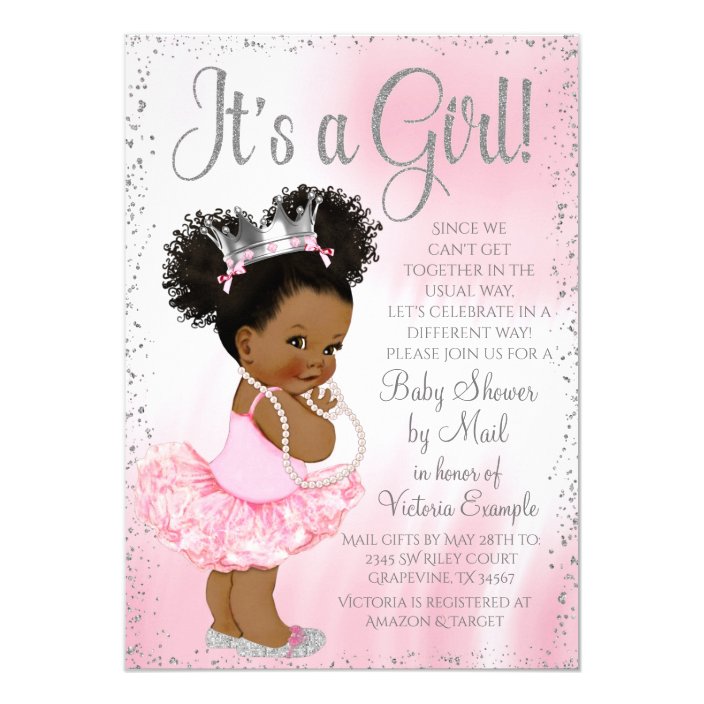 afro puff baby shower invitations