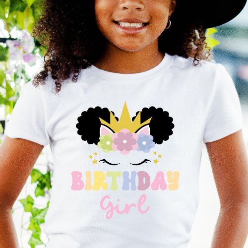 Afro Puff Unicorn Birthday Girl Party Outfit  T_Shirt