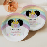 Afro Puff Unicorn Rainbows Birthday Party Paper Plates<br><div class="desc">These are Afro Puff Unicorn and Rainbows Birthday Party Paper Plates!</div>