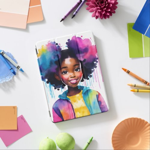 Afro Puffs Black Girl Rainbow Hair iPad Air Cover