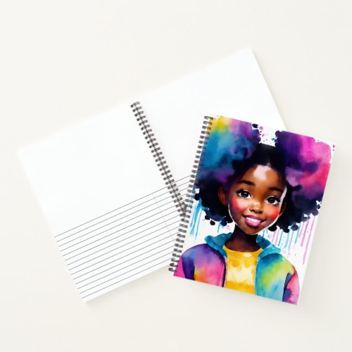 Afro Puffs Black Girl Rainbow Hair Notebook