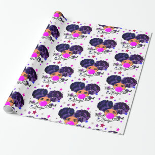 Afro Puffs Girl Holiday Celebration Wrapping Paper