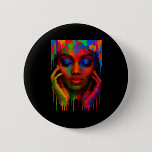 Afro queen black pride girls women paint art button