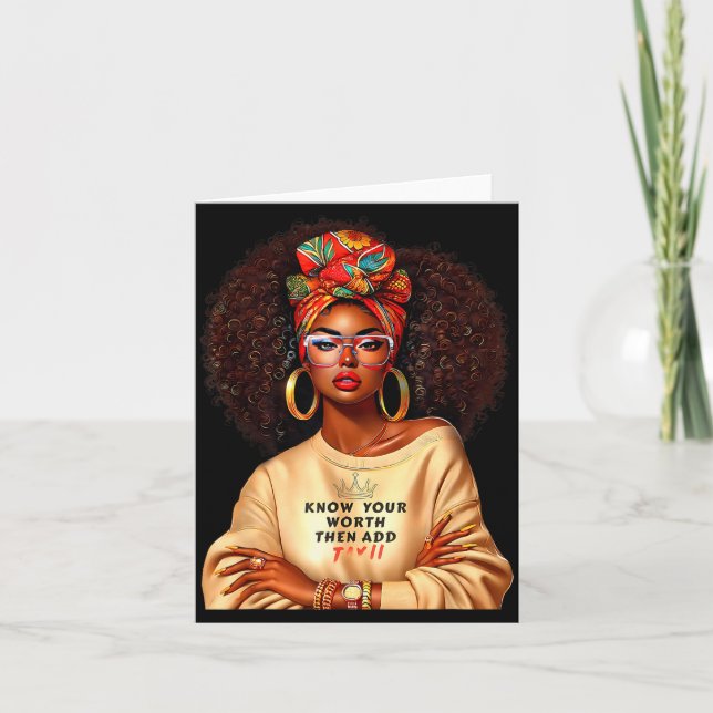 Afro Queen Black Woman African Melanin Black Histo Card (Front)