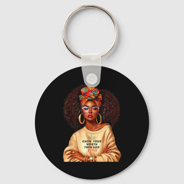 Afro Queen Black Woman African Melanin Black Histo Keychain (Front)