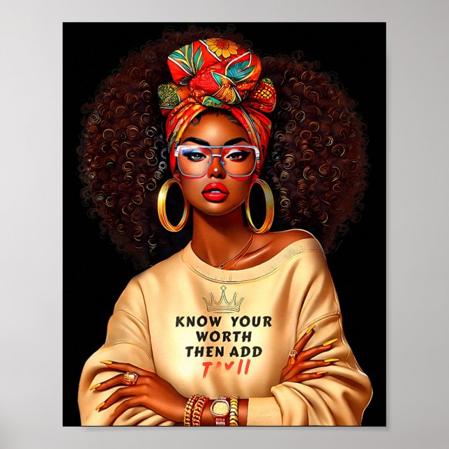 Afro Queen Black Woman African Melanin Black Histo Poster (Front)