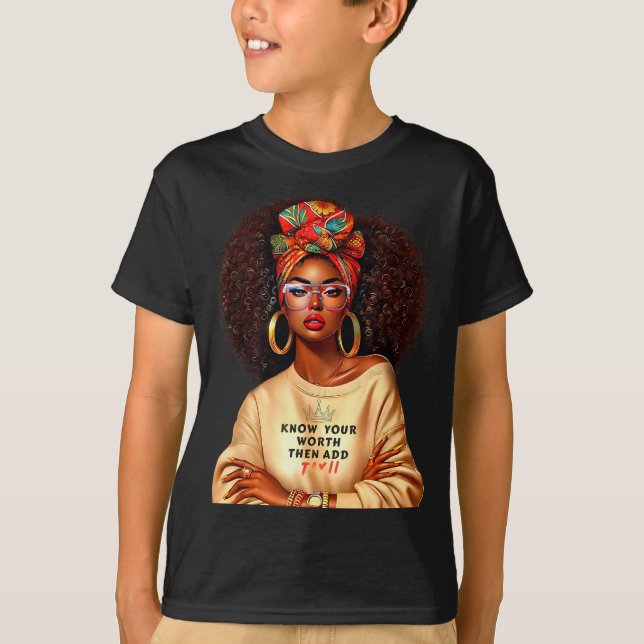 Afro Queen Black Woman African Melanin Black Histo T-Shirt (Front)