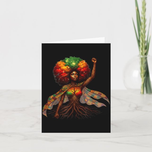Afro Queen Black Woman African Roots Melanin Black Card (Front)