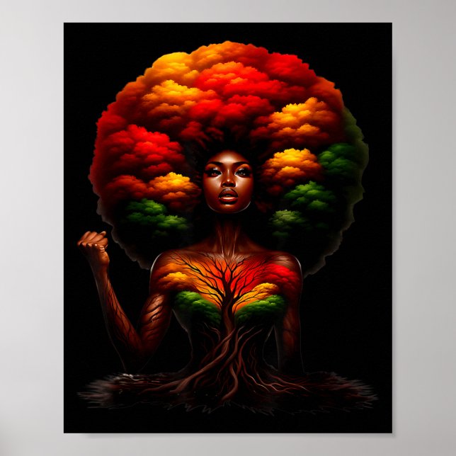 Afro Queen Black Woman African Roots Melanin Black Poster (Front)