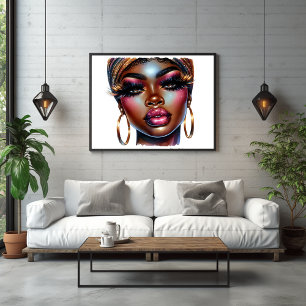 Afro Queen Fashion Art Melanin Chic Poster