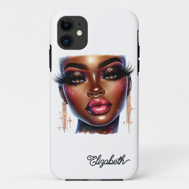 Afro Queen Melanin Chic Fashion Art Case-Mate iPhone Case (Back)