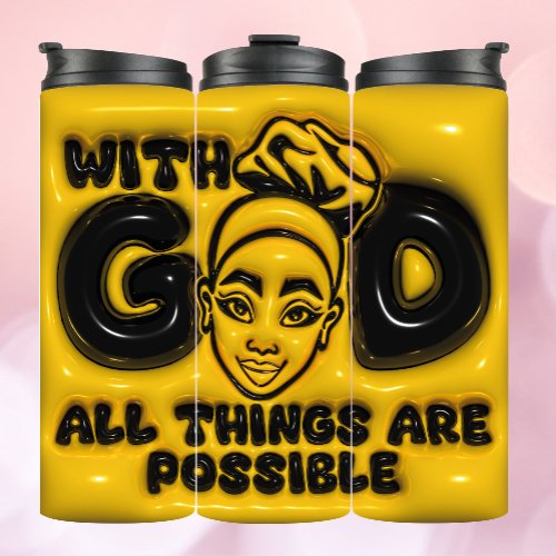 Afro Queen with God 3D inflated effect Tumbler
