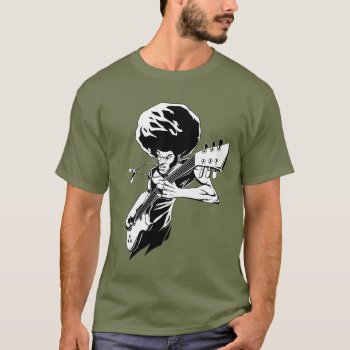 Afro Rock Guitarist T-shirt by styleuniversal at Zazzle