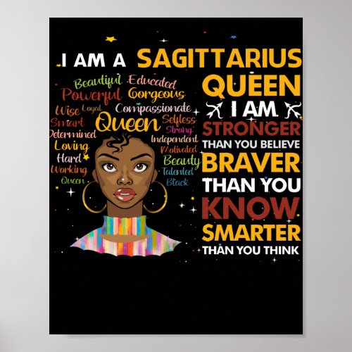 Afro Sagittarius queen September August Virgo Zodi Poster