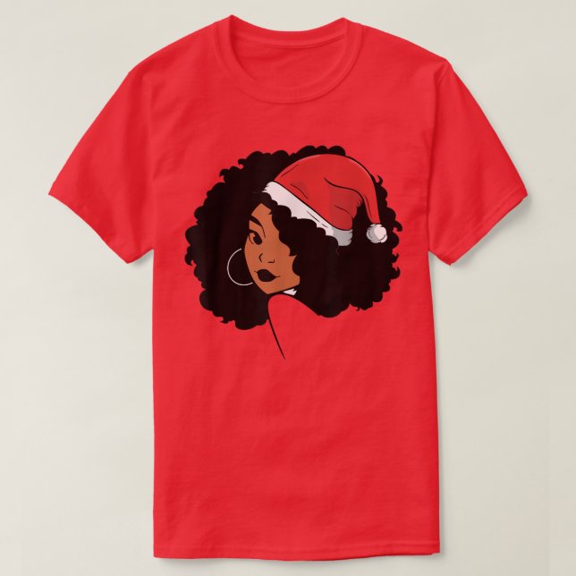 Afro Santa African American Black Womens Melanin C T-Shirt (Design Front)