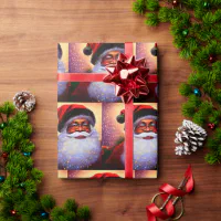 Cute African American Elf Black Santa Wrapping Paper Premium Christmas Gift  Wrap Party Decoration (6 foot x 30 inch roll)