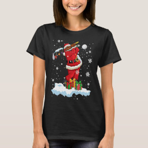 Afro Santa Playing Golf Xmas Black Afro Golf Playe T-Shirt