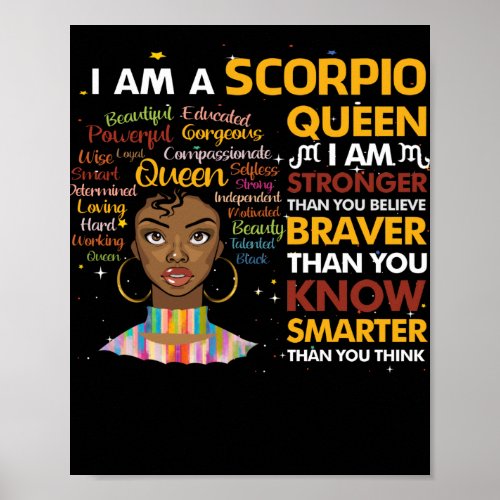 Afro Scorpio queen September August Virgo Zodiac Poster