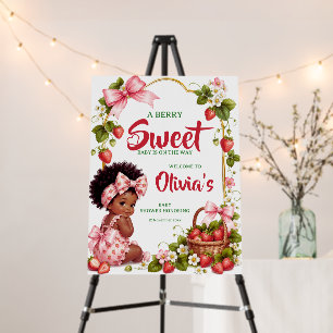 Afro Strawberry Baby Shower Welcome Sign,Berry Swe Foam Board