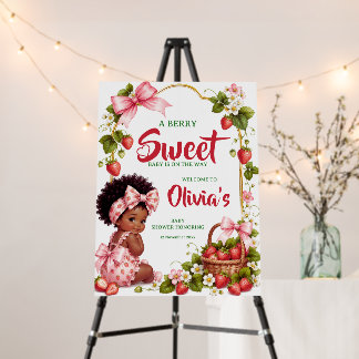 Afro Strawberry Baby Shower Welcome Sign,Berry Swe Foam Board