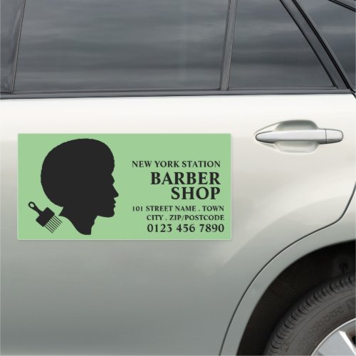 Afro Style Mens Barbers Advertising Car Magnet