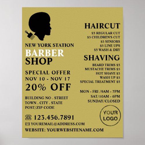 Afro Style Mens Barbers Advertising Poster