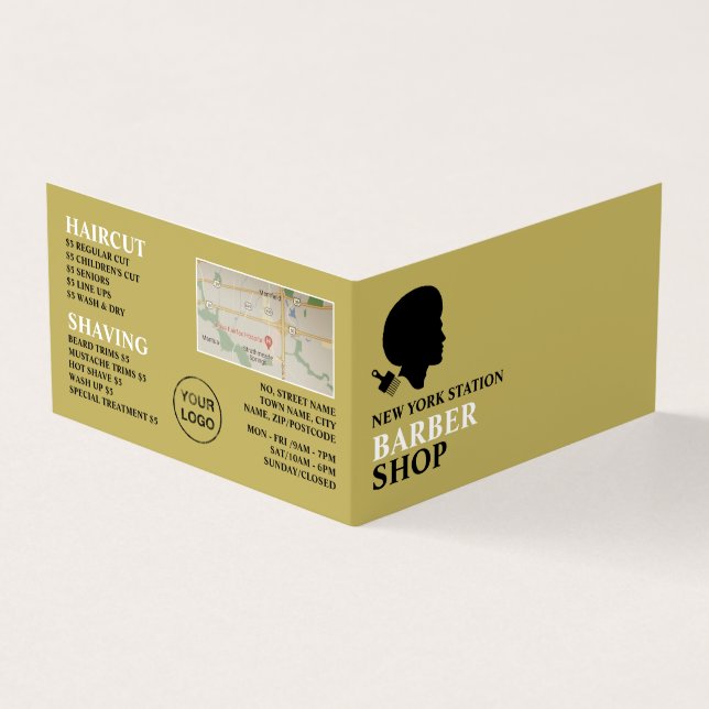 Afro Style, Men's Barbers Detailed Loyalty Card, Business Card (Outside)