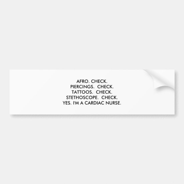 Afro tattoos pierced cardiac nurse bumper sticker (Front)