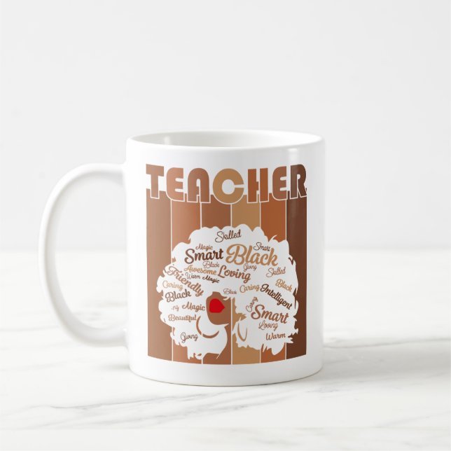 Afro Teacher Black Woman Coffee Mug (Left)