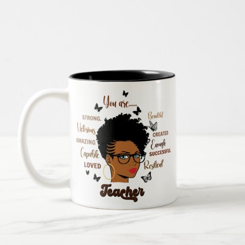 Afro Teacher Black Woman Teacher African American Two_Tone Coffee Mug