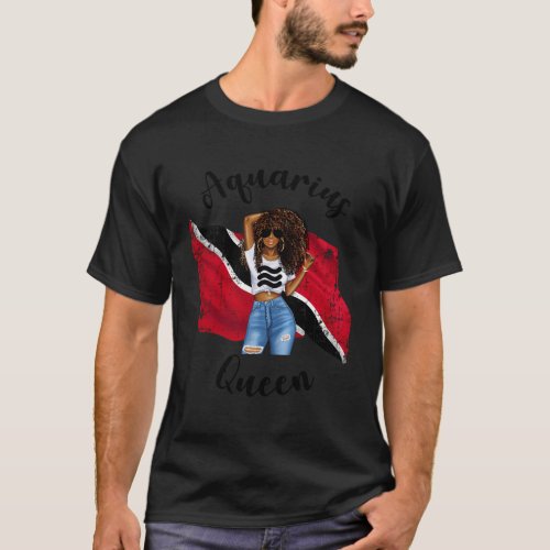 Afro Trinidad Tobago Aquarius Queen African Patrio T_Shirt