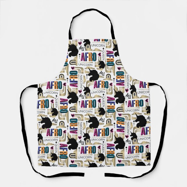 Afro Unicorn Bold Pattern Apron (Front)
