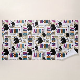 Afro Unicorn Bold Pattern Beach Towel