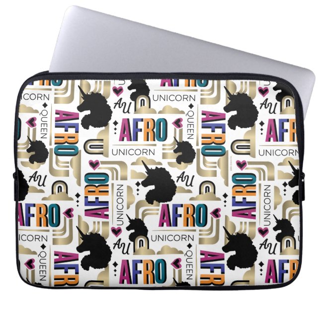 Afro Unicorn Bold Pattern Laptop Sleeve (Front)