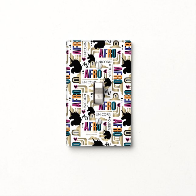Afro Unicorn Bold Pattern Light Switch Cover (In Situ)
