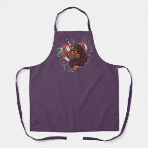 Afro Unicorn Candy Cane Heart Holiday Apron