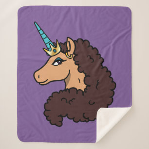 Afro Unicorn   Divine Sherpa Blanket