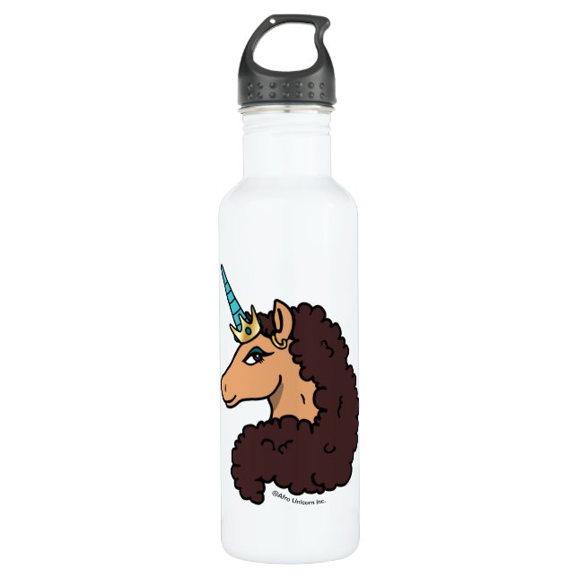 Afro Unicorn | Divine Stainless Steel Water Bottle (Front)