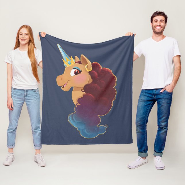 Afro Unicorn | Divine the Unicorn Fleece Blanket (In Situ)