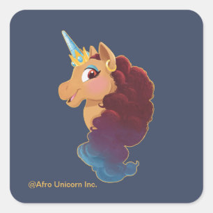 Afro Unicorn Divine the Unicorn Square Sticker
