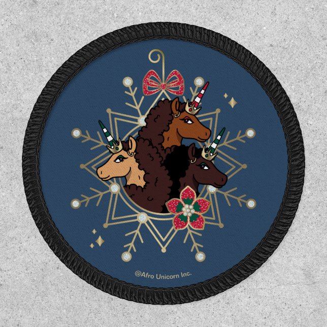 Afro Unicorn Festive Holiday Magical Patch (Front)