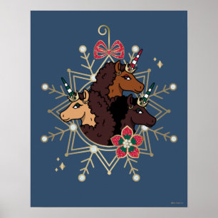 Afro Unicorn Festive Holiday Magical Poster