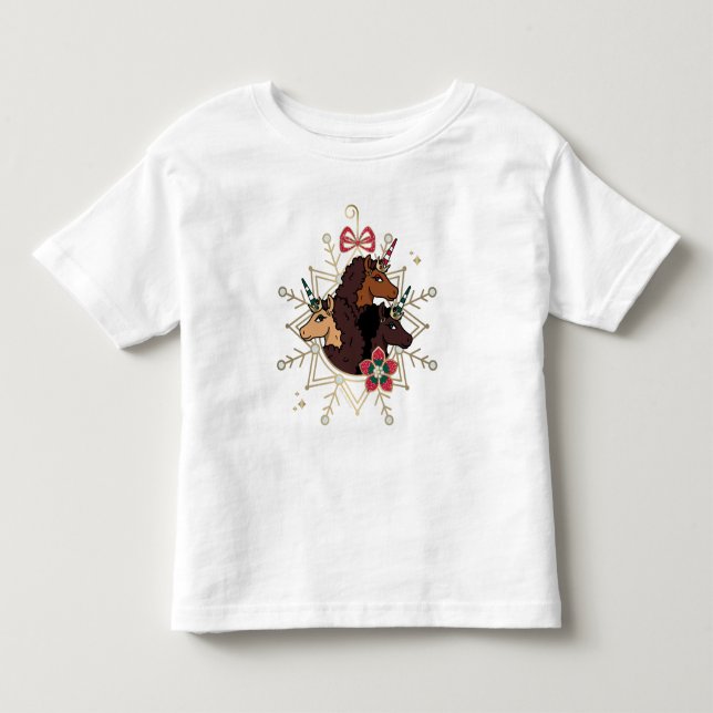 Afro Unicorn Festive Holiday Magical Toddler T-shirt (Front)