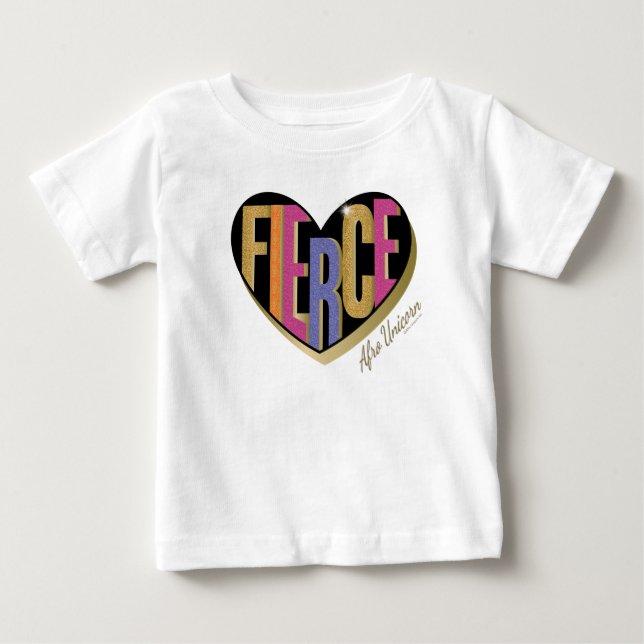 Afro Unicorn Fierce Heart Design Baby T-Shirt (Front)