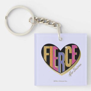 Afro Unicorn Fierce Heart Design Keychain